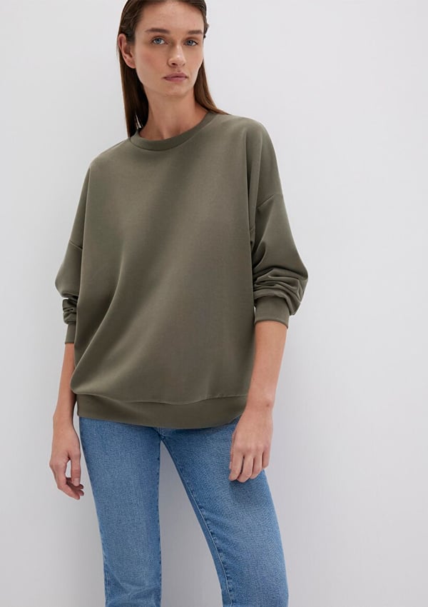 Mavi OVERSiZE SWEATSHiRT Koyu Kahve Haki Kadın Sweatshirt
