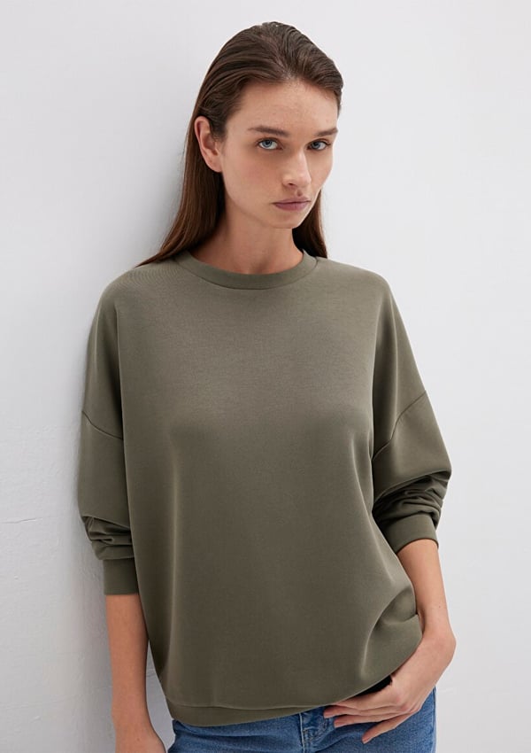 Mavi OVERSiZE SWEATSHiRT Koyu Kahve Haki Kadın Sweatshirt