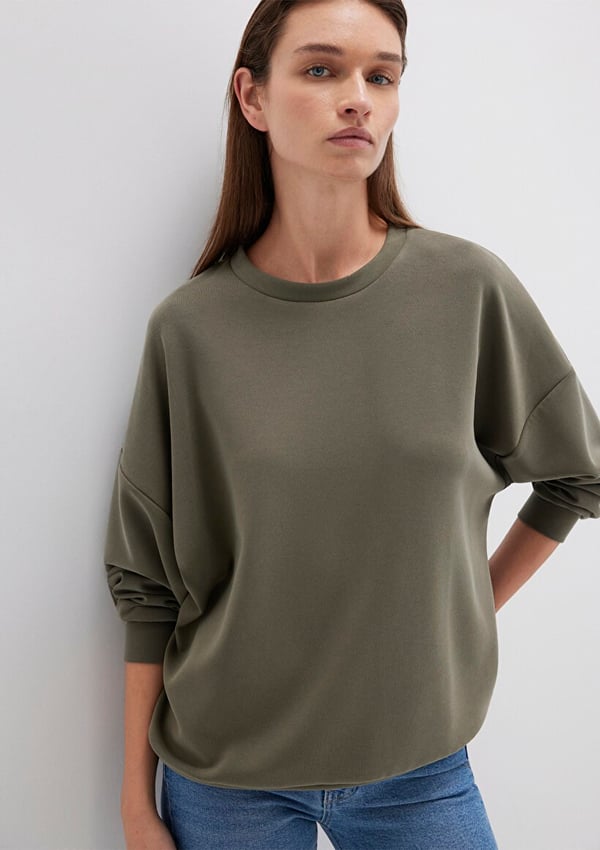 Mavi OVERSiZE SWEATSHiRT Koyu Kahve Haki Kadın Sweatshirt