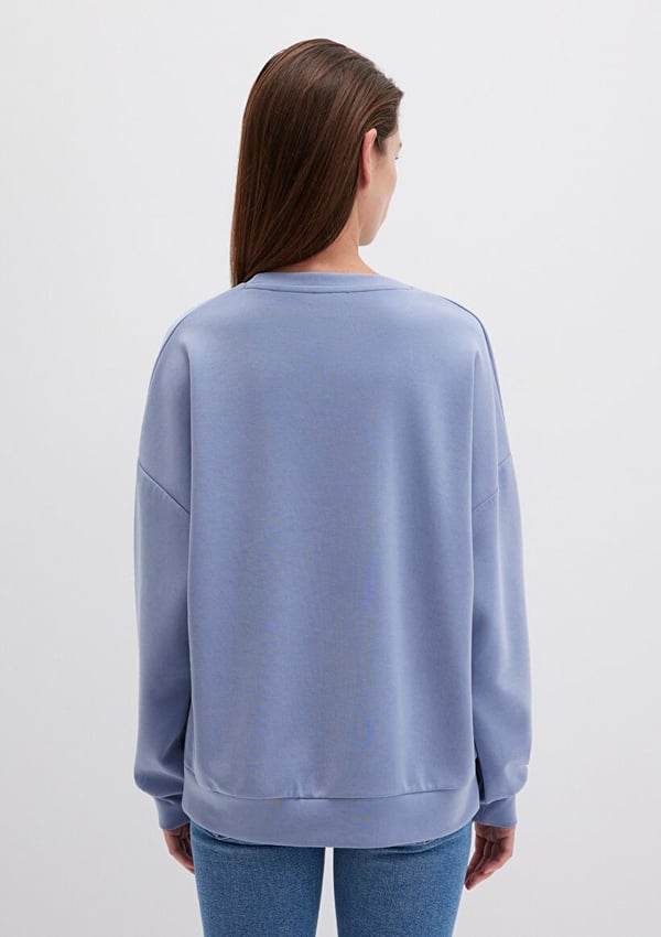 Mavi OVERSiZE SWEATSHiRT Stonewash Lila Kadın Sweatshirt