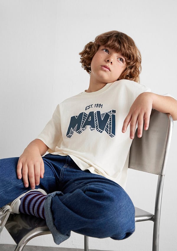 Mavi OWN EVERY MOMENT BASKILI TİŞÖRT Kırık Be Beyaz Erkek Çocuk T-Shirt