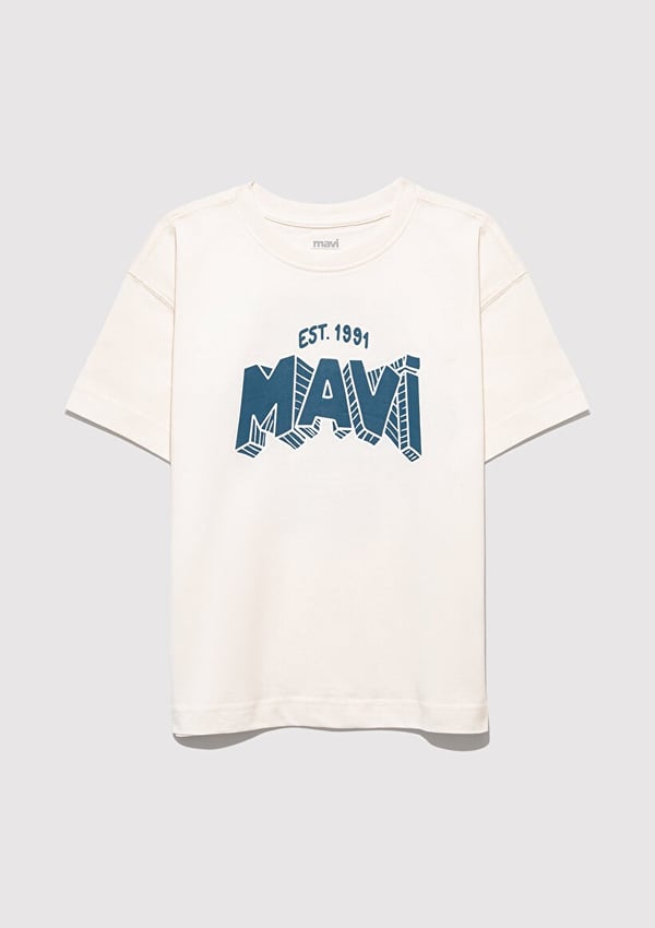 Mavi OWN EVERY MOMENT BASKILI TİŞÖRT Kırık Be Beyaz Erkek Çocuk T-Shirt