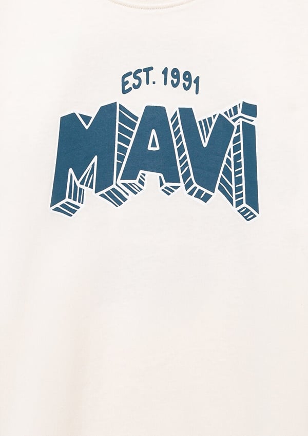 Mavi OWN EVERY MOMENT BASKILI TİŞÖRT Kırık Be Beyaz Erkek Çocuk T-Shirt