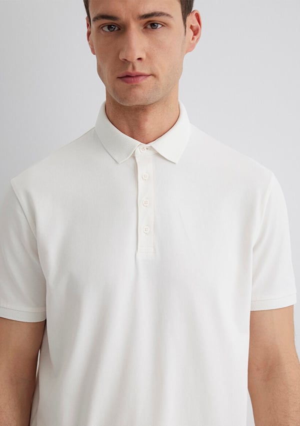 Mavi POLO TİŞÖRT Kırık Beyaz Beyaz Erkek T-Shirt
