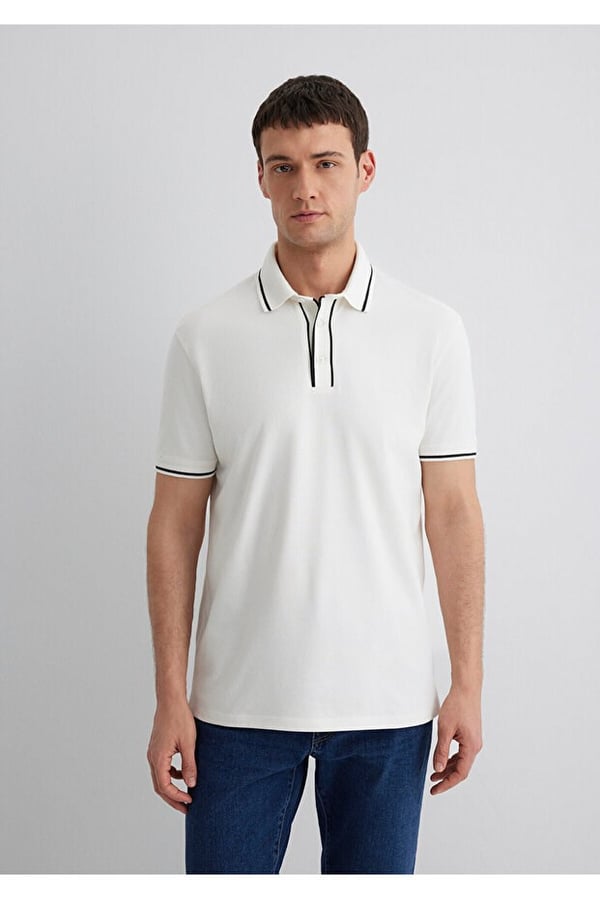 Mavi POLO TİŞÖRT Kırık Beyaz Kırık Beyaz Erkek T-Shirt