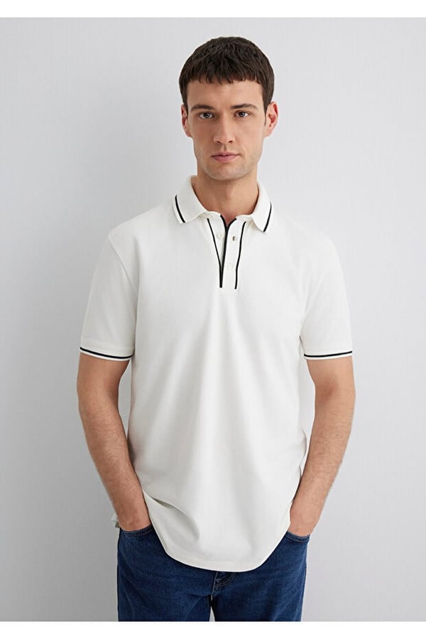 Mavi POLO TİŞÖRT Kırık Beyaz Kırık Beyaz Erkek T-Shirt