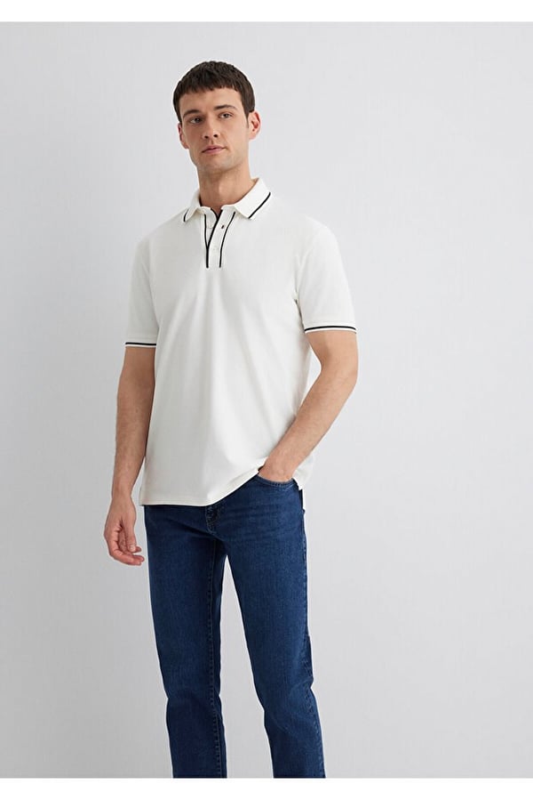 Mavi POLO TİŞÖRT Kırık Beyaz Kırık Beyaz Erkek T-Shirt