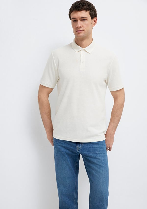 Mavi POLO TİŞÖRT Kırık Beyaz Kırık Beyaz Erkek T-Shirt