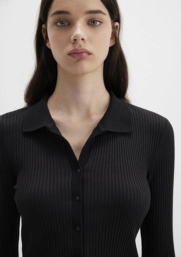 Mavi POLO YAKA MODELLi PENYE Siyah Siyah Kadın T-Shirt