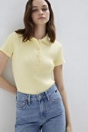 Mavi POLO YAKA PENYE Pastel Yellow Sarı Kadın T-Shirt
