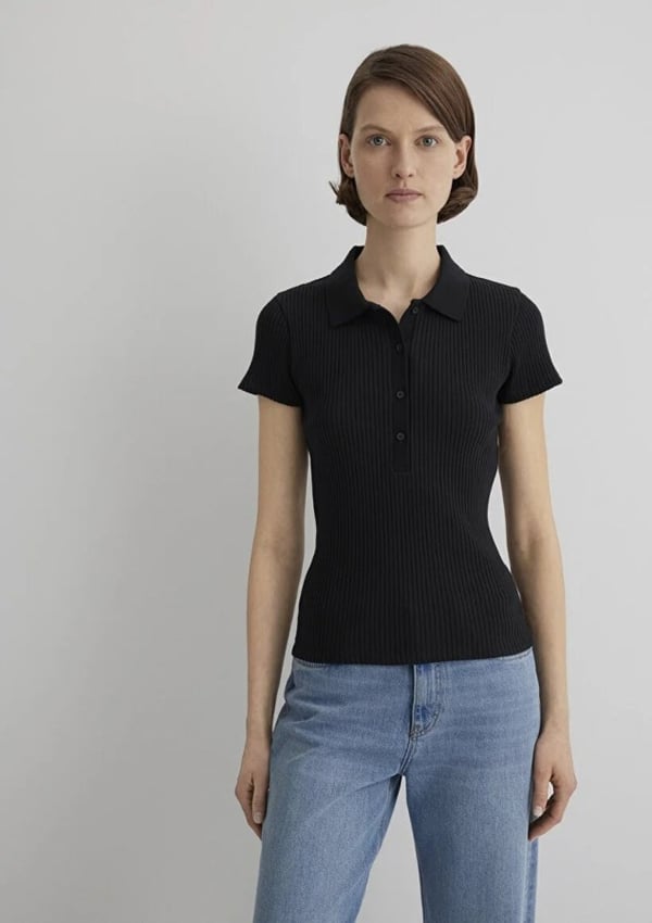 Mavi POLO YAKA PENYE Siyah Siyah Kadın T-Shirt
