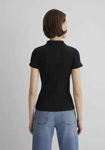 Mavi POLO YAKA PENYE Siyah Siyah Kadın T-Shirt
