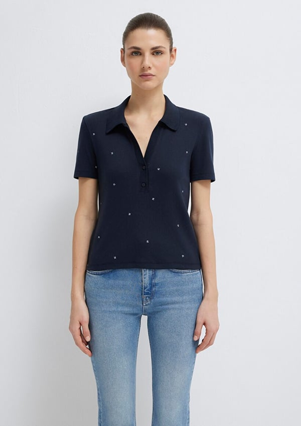 Mavi POLO YAKA TİŞÖRT Koyu Lacivert Lacivert Kadın T-Shirt