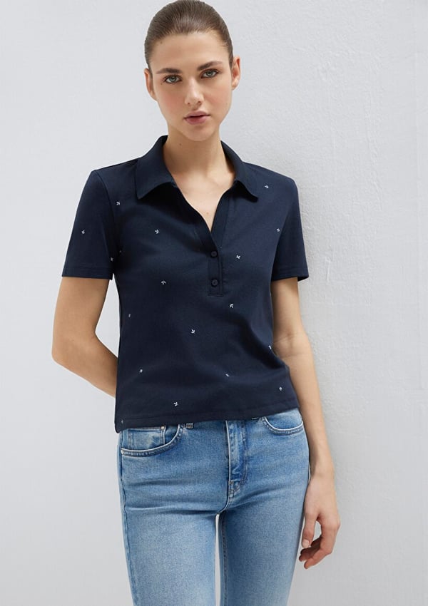 Mavi POLO YAKA TİŞÖRT Koyu Lacivert Lacivert Kadın T-Shirt