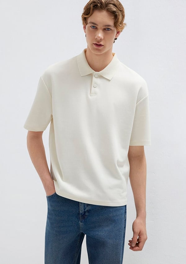 Mavi POLO YAKA TİŞÖRT Vanilya Beyaz Beyaz Erkek T-Shirt