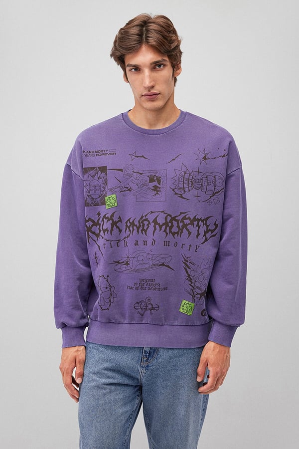 Mavi RiCK AND MORTY SWEATSHiRT MUrdUm Mürdüm Erkek Sweatshirt