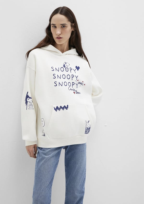 Mavi SNOOPY BASKiLi SWEATSHiRT Hindistan Cevi Beyaz Kadın Sweatshirt