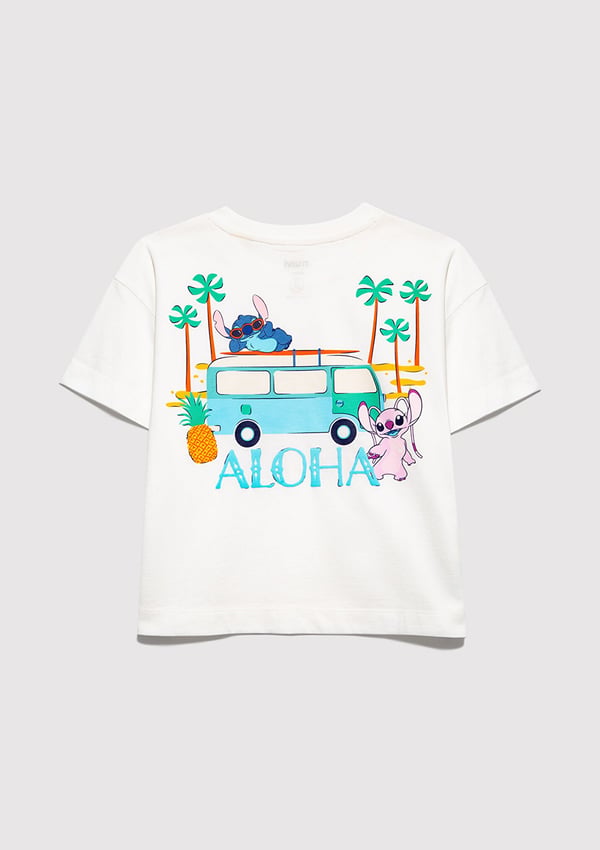 Mavi STITCH BASKILI TİŞÖRT Kırık Beyaz Kırık Beyaz Kız Çocuk T-Shirt