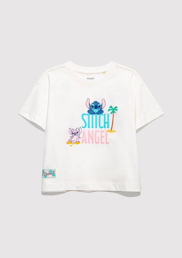 Mavi STITCH BASKILI TİŞÖRT Kırık Beyaz Kırık Beyaz Kız Çocuk T-Shirt