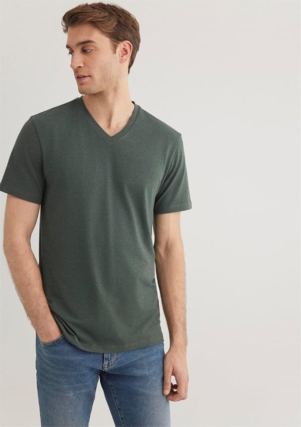 Mavi STRETCH V YAKA TİŞÖRT Orman YeSili Yeşil Erkek T-Shirt