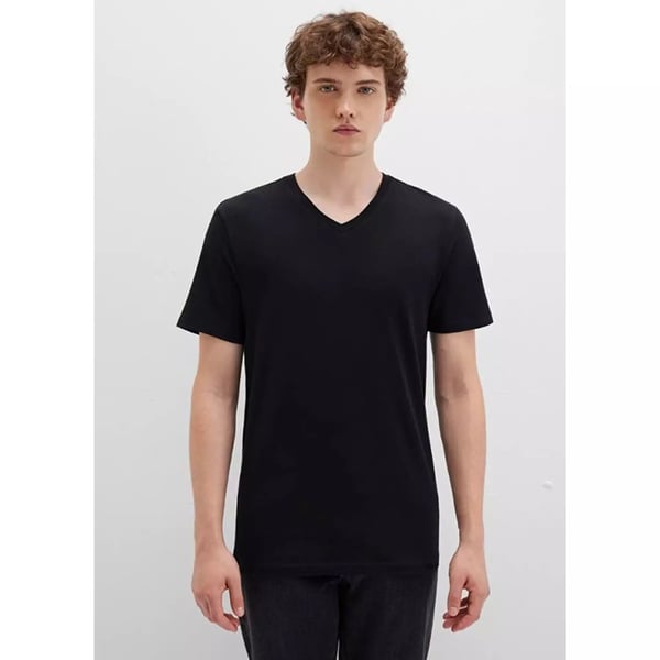 Mavi STRETCH V YAKA TİŞÖRT Siyah Siyah Erkek T-Shirt