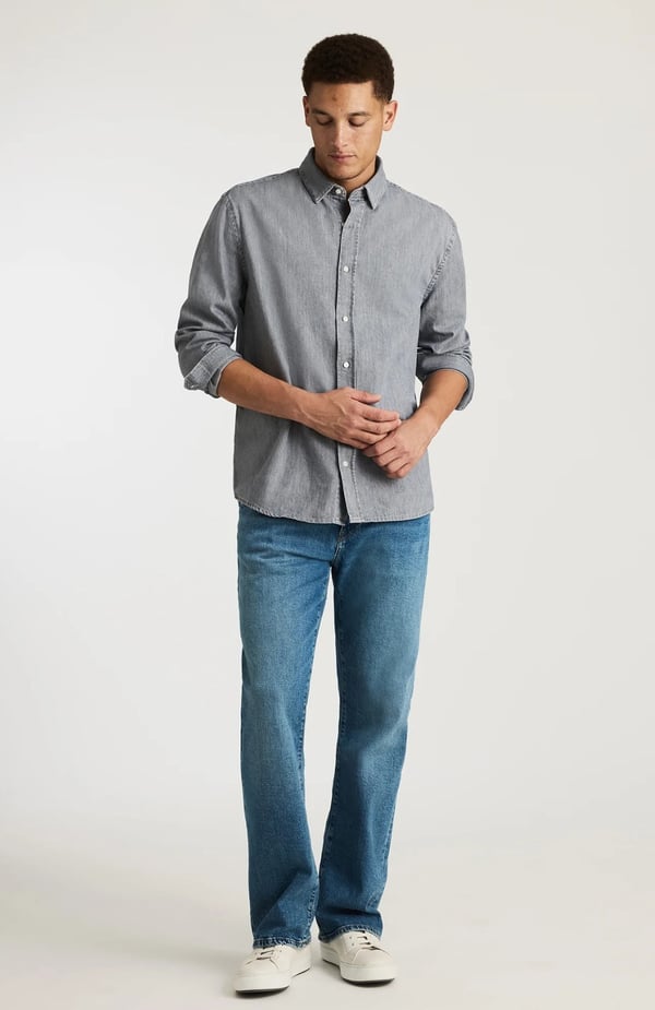 Mavi UZUN KOL GÖMLEK Grey indigo Gri Erkek Gömlek