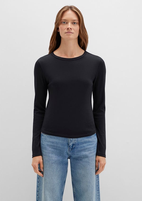 Mavi UZUN KOLLU BASiC Siyah Siyah Kadın T-Shirt