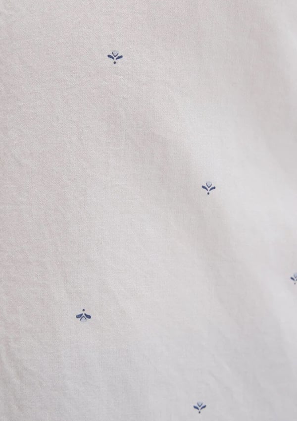 Mavi UZUN KOLLU DOKUMA GÖMLEK White Micro Ca Beyaz Kadın Gömlek