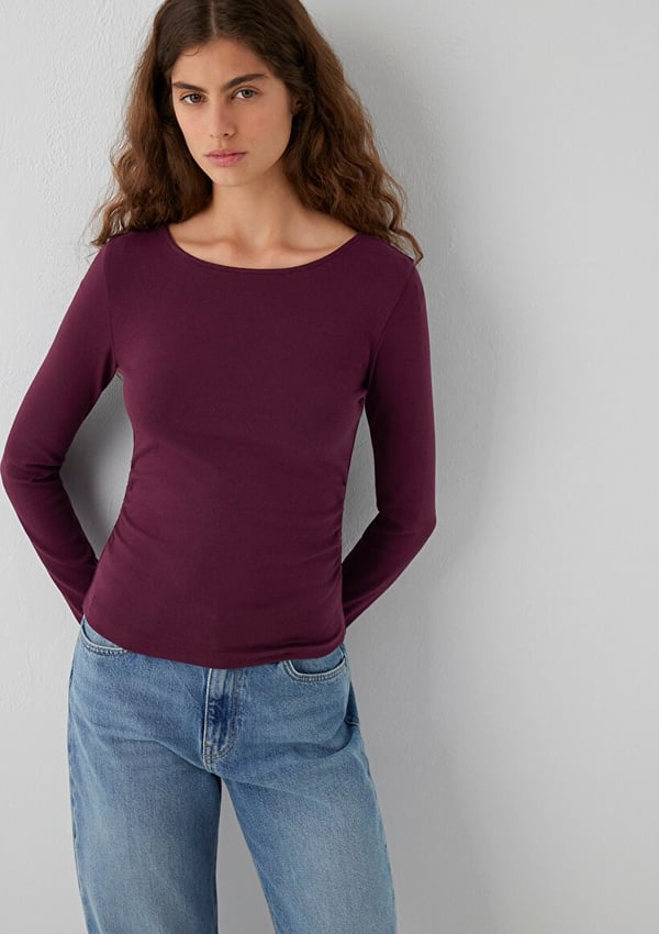 Mavi UZUN KOLLU MODELLİ PENYE Fig Bordo Kadın T-Shirt