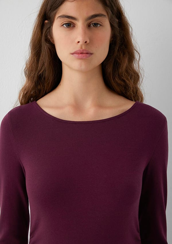 Mavi UZUN KOLLU MODELLİ PENYE Fig Bordo Kadın T-Shirt