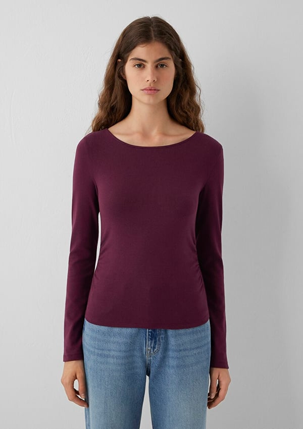 Mavi UZUN KOLLU MODELLİ PENYE Fig Bordo Kadın T-Shirt