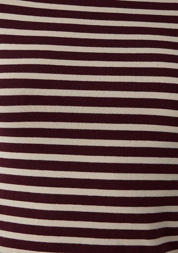 Mavi UZUN KOLLU PENYE  Fig Stripe Bordo Kadın T-Shirt