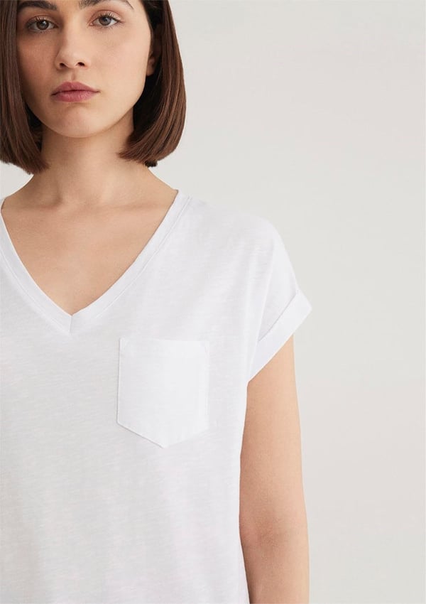 Mavi V YAKA BASiC TİŞÖRT Beyaz Beyaz Kadın T-Shirt