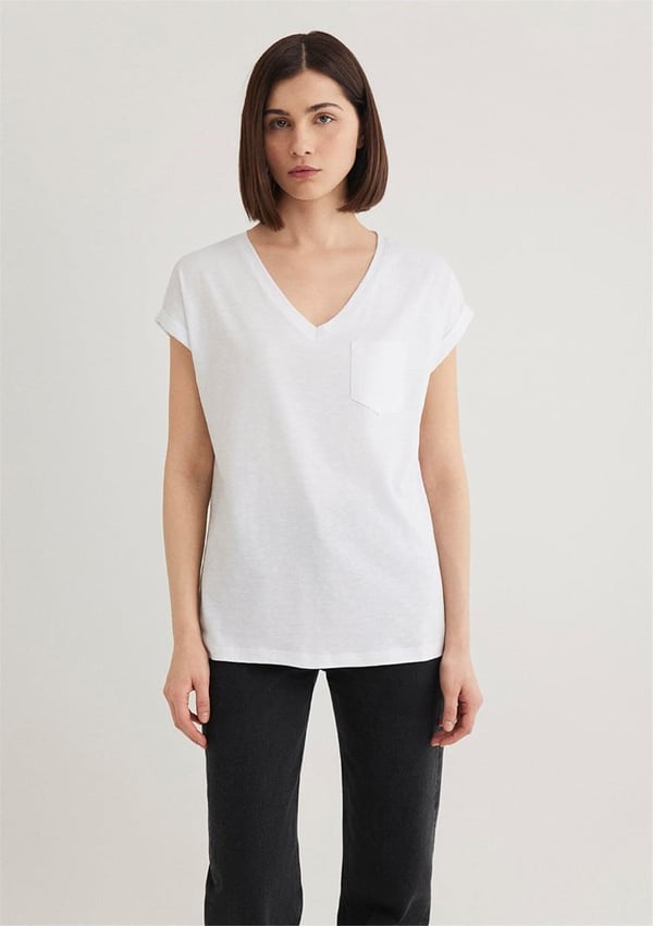 Mavi V YAKA BASiC TİŞÖRT Beyaz Beyaz Kadın T-Shirt