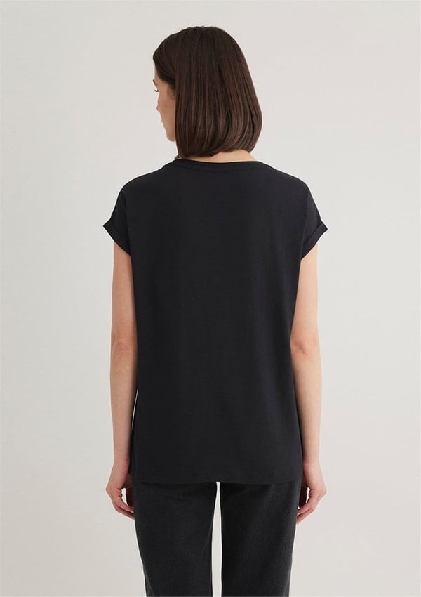 Mavi V YAKA BASiC TİŞÖRT Siyah Siyah Kadın T-Shirt