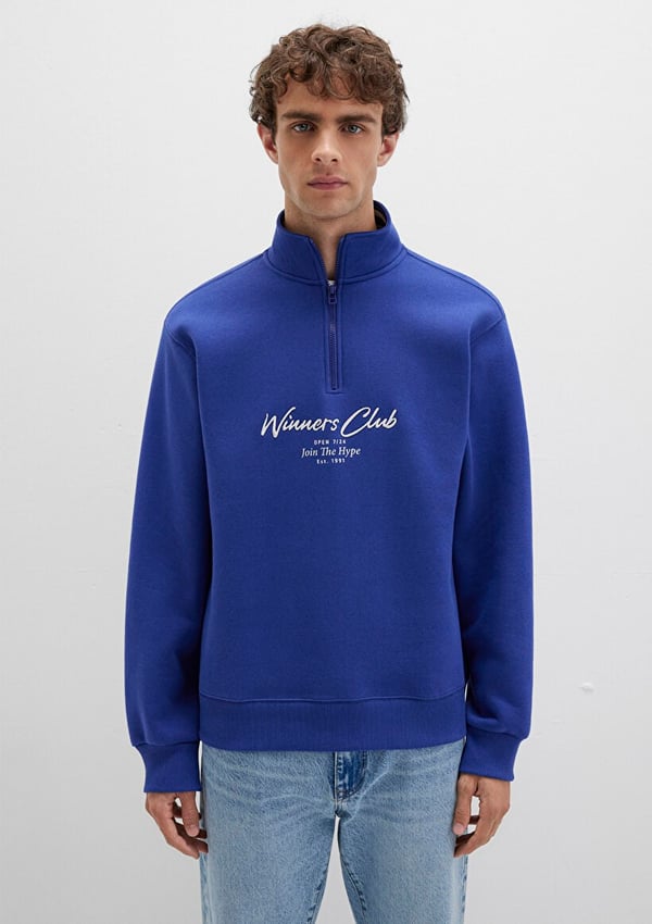 Mavi WiNNERS CLUB YARiM FERMUARLi SWEATSHiRT Lacivert Erkek Sweatshirt