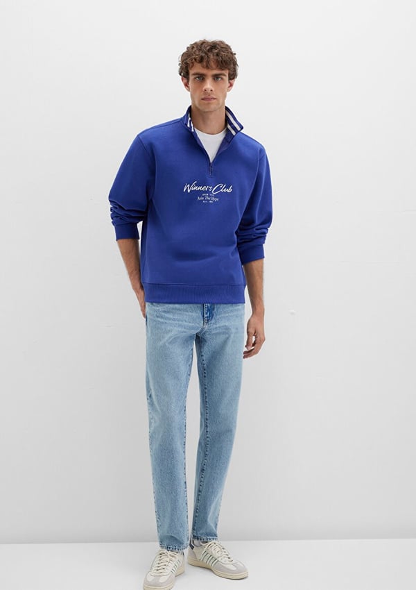 Mavi WiNNERS CLUB YARiM FERMUARLi SWEATSHiRT Lacivert Erkek Sweatshirt