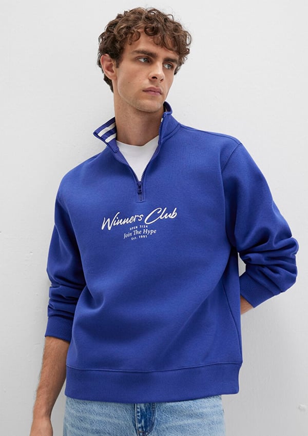Mavi WiNNERS CLUB YARiM FERMUARLi SWEATSHiRT Lacivert Erkek Sweatshirt