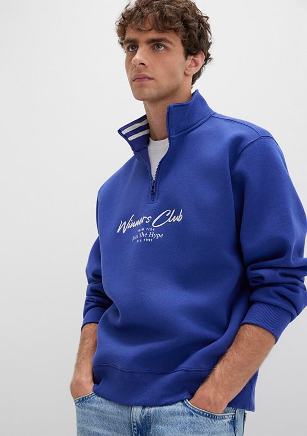 Mavi WiNNERS CLUB YARiM FERMUARLi SWEATSHiRT Lacivert Erkek Sweatshirt