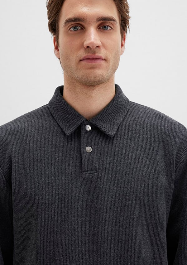 Mavi YARiM DÜĞMELİ SWEATSHiRT Antrasit Melanj Antrasit Erkek Sweatshirt