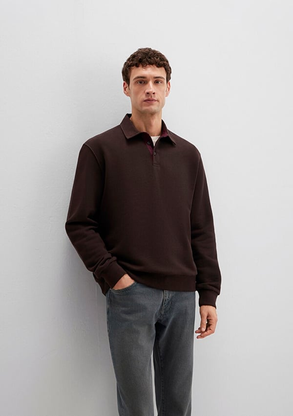 Mavi YARiM DÜĞMELİ SWEATSHiRT Ganache Kahverengi Erkek Sweatshirt