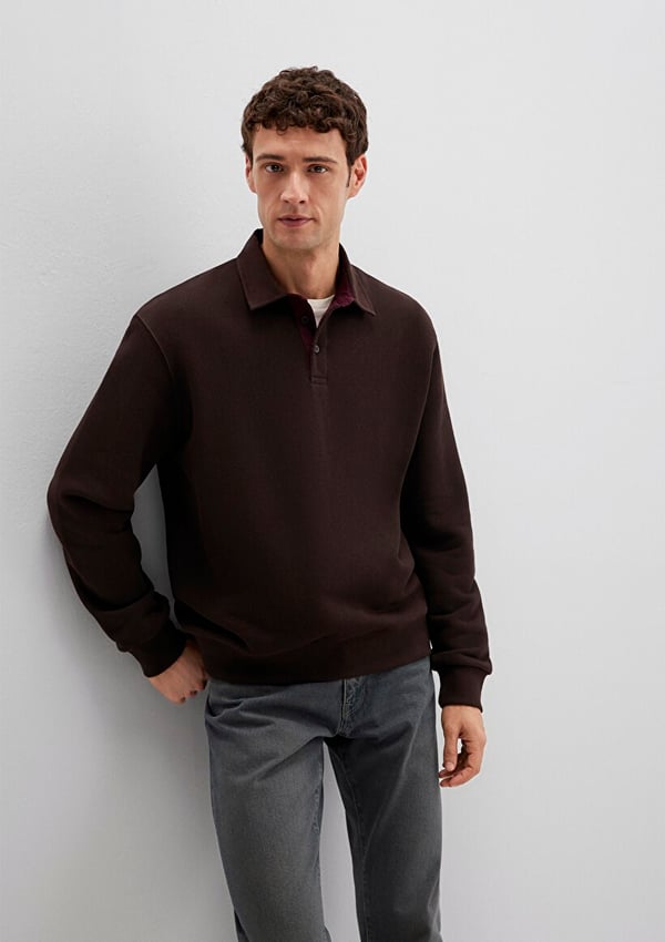 Mavi YARiM DÜĞMELİ SWEATSHiRT Ganache Kahverengi Erkek Sweatshirt