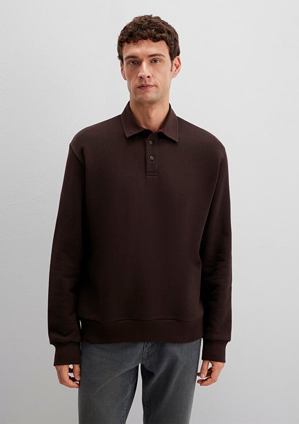 Mavi YARiM DÜĞMELİ SWEATSHiRT Ganache Kahverengi Erkek Sweatshirt