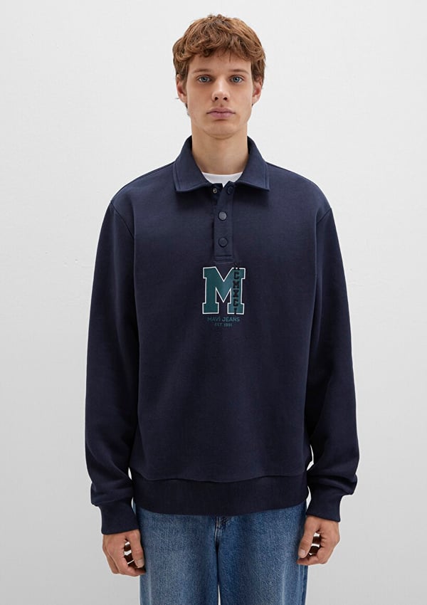 Mavi YARiM DÜĞMELİ SWEATSHiRT Gece Lacivert Lacivert Erkek Sweatshirt