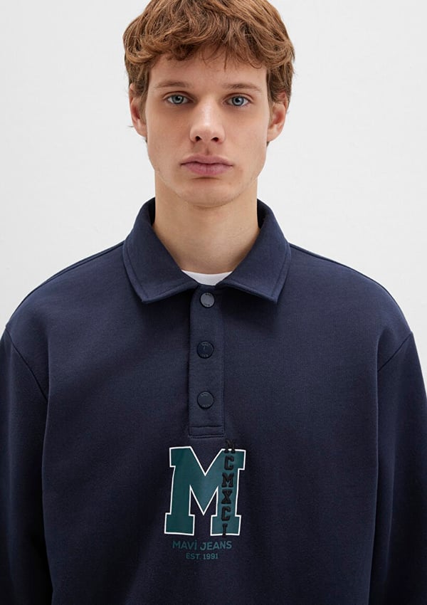 Mavi YARiM DÜĞMELİ SWEATSHiRT Gece Lacivert Lacivert Erkek Sweatshirt