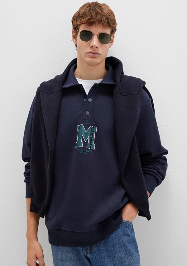 Mavi YARiM DÜĞMELİ SWEATSHiRT Gece Lacivert Lacivert Erkek Sweatshirt