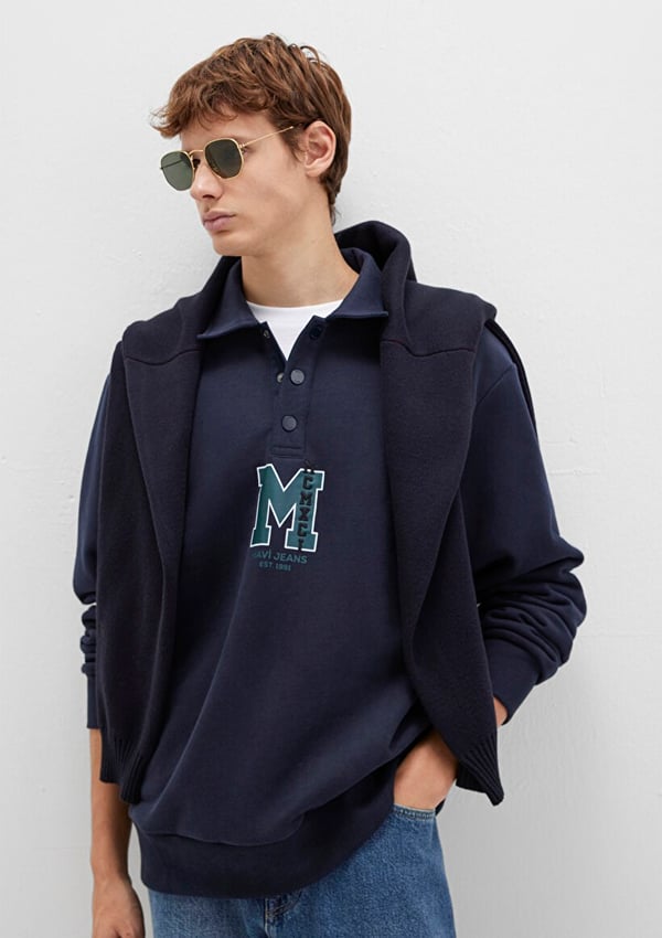 Mavi YARiM DÜĞMELİ SWEATSHiRT Gece Lacivert Lacivert Erkek Sweatshirt