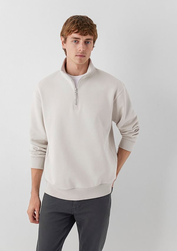 Mavi YARIM FERMUARLI SWEATSHIRT Ay Taşı Beji Bej Erkek Sweatshirt