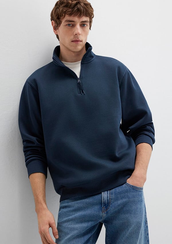 Mavi YARIM FERMUARLI SWEATSHIRT Gece Lacivert Lacivert Erkek Sweatshirt