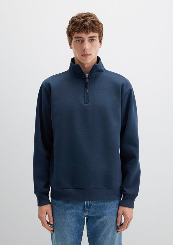 Mavi YARIM FERMUARLI SWEATSHIRT Gece Lacivert Lacivert Erkek Sweatshirt